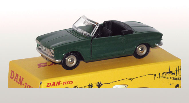 Peugeot 204 Cabriolet Vert (Portes et capot ouvrants, dossier des sièges basculant)