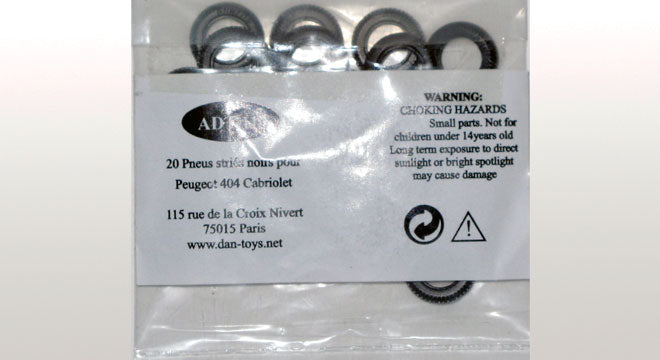 20 Pneus Striés Noirs pour Peugeot 404 Cabriolet