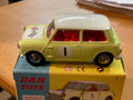Morris Mini Cooper Competition #1 Jaune  / Toit et Capot Blanc