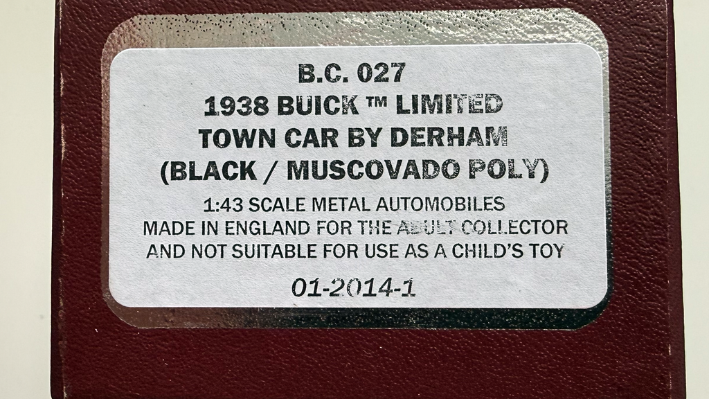 Buick Limited Town Car by Derham 1938 Noir/Muscovado Poly Ref BC027