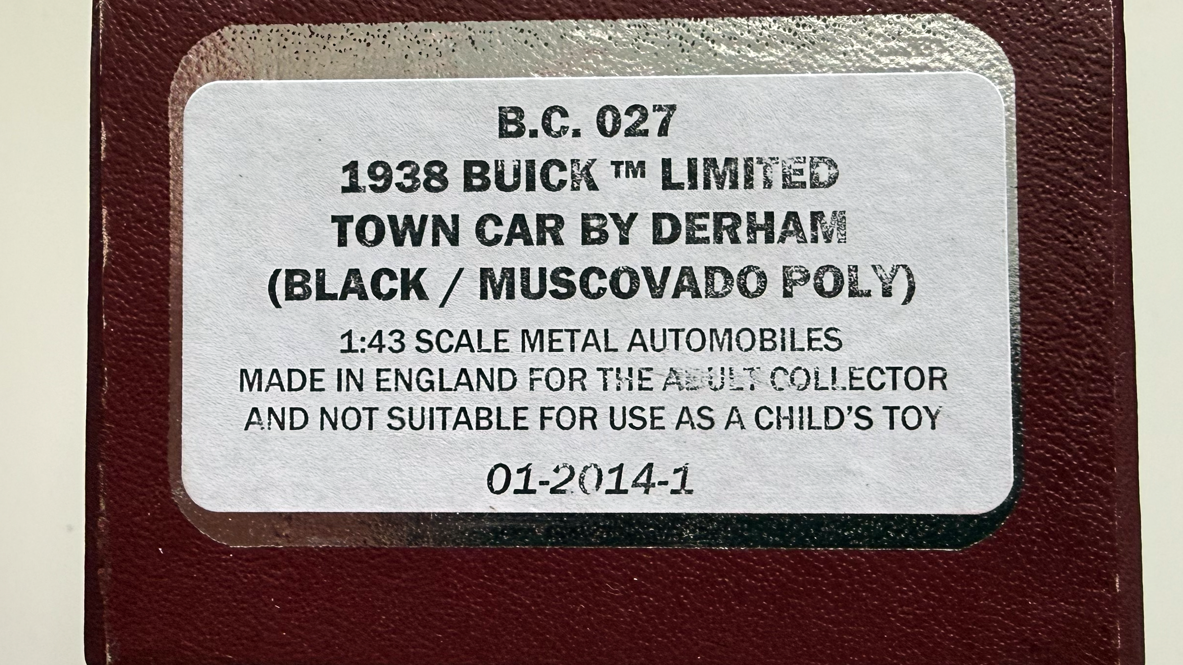 Buick Limited Town Car by Derham 1938 Noir/Muscovado Poly Ref BC027