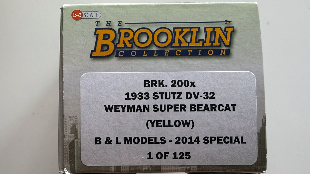 Stutz DV-32 Weyman Super Bearcat (B&L Models 2014) 1933 Jaune (Edition limlitée 125 exemplaires) Ref BRK200x