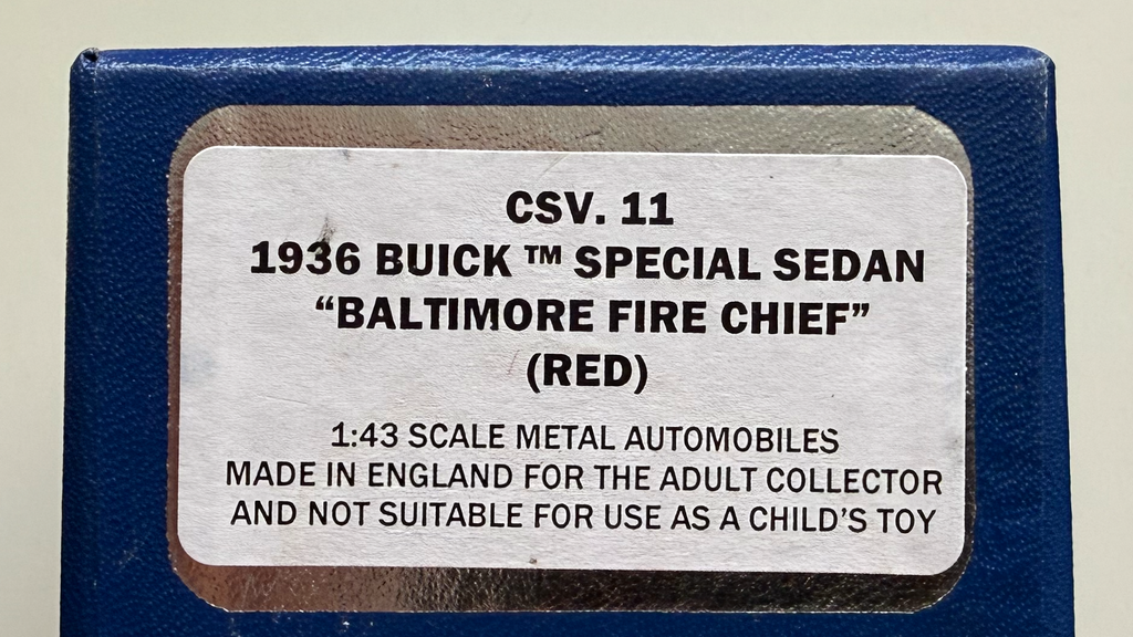 Buick Special Sedan Baltimore Fire Chief 1936 Rouge Ref CSV11