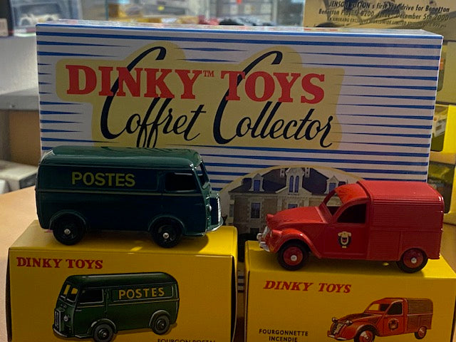Coffret services publics voitures:  Peugeot Fourgon Postal - Citroen 2CV incendie Dinky Toys