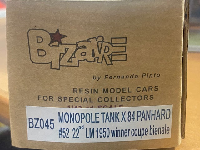 MONOPOLE TANK X84 PANHARD  #52 Le Mans 1950 ( Winner de la coupe bienale )-22th- Jean de Montrémy  Jean Hémard QRef BZ045