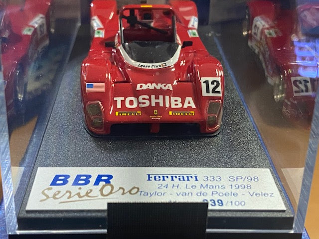 RARE FERRARI 333 SP/98 #12 Le Mans 1998 Ed.N° 039/100 -8rd-  Wayne Taylor  Eric van de Poele  Fermín Vélez   Ref BG161