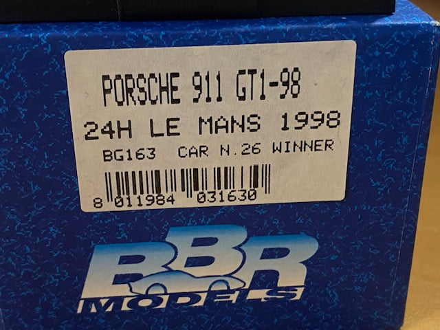 RARE PORSCHE 911 GT1 #26 Winner Le Mans 1998 - Laurent Aïello  Allan McNish  Stéphane Ortelli Ref BG163