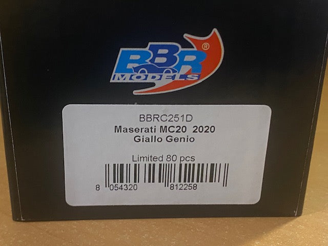 RARE Maserati MC 20 Giallo Genio 2020 Ref BBRC251D