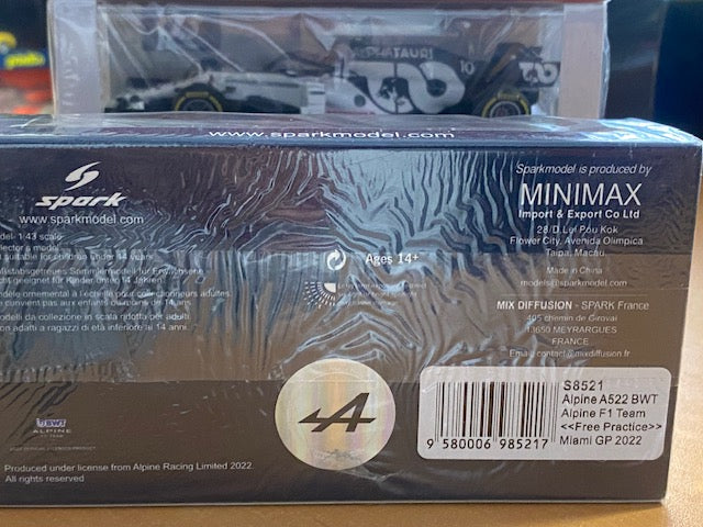 Alpine A522 BMT Alpine  F1 Team Free Pactrice Miami GP 2022-Esteban Ocon Ref S8521