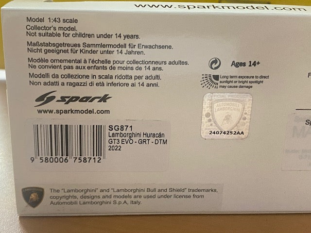 Lamborghini Huracan GT3 EVO GRT #19 DTM 2022 Rolf Ineichen Ref SG871