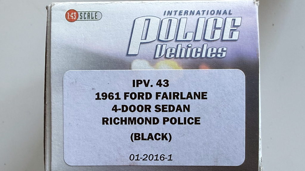 Ford Fairlane 4-portes Sedan Richmond Police 1961 Noir Ref IPV43