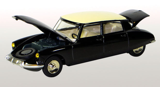 Citroën DS19 Noir / Toit Crème, capot et malle ouvrants