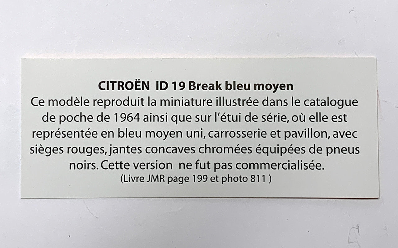 Citroën ID19 Break Prototype Catalogue 1963 Bleu Foncé