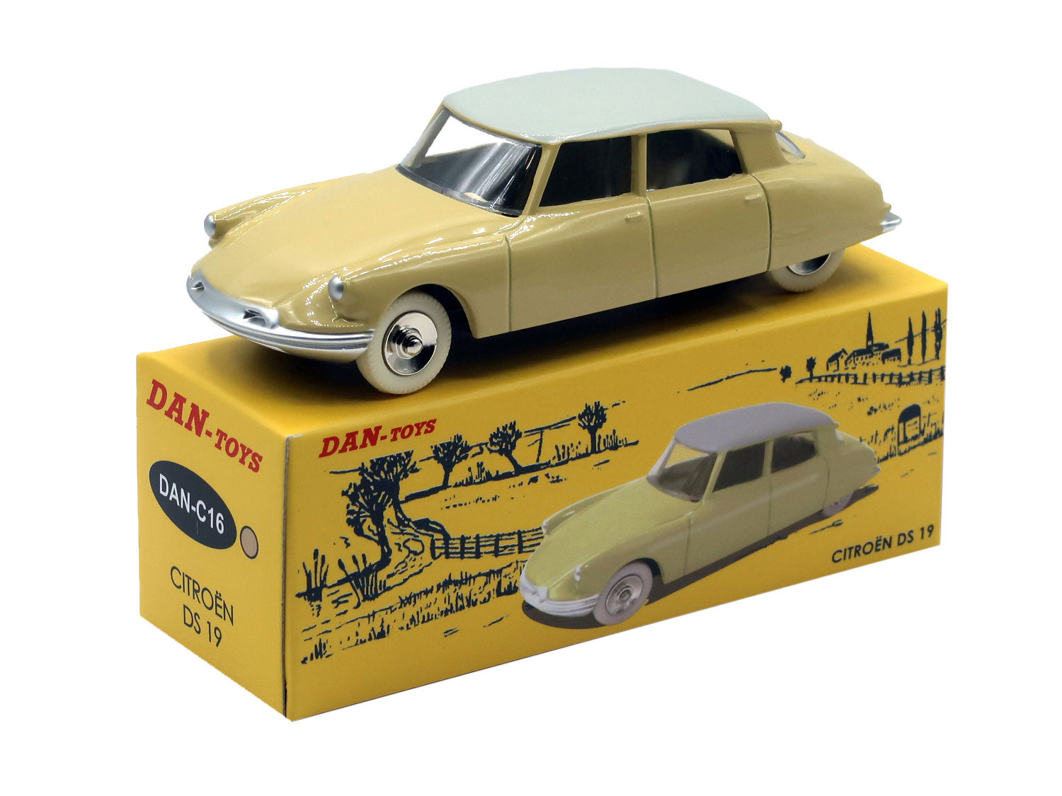 Citroen DS 19 Jaune pâle / Toit Gris Clair Jantes Concaves