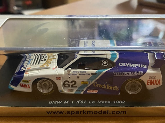 BMW M1 #62 Le Mans 1982 S.O'Rourke / R.Down / N.Mason   ( un seul exemplaire neuf boite d'origine )